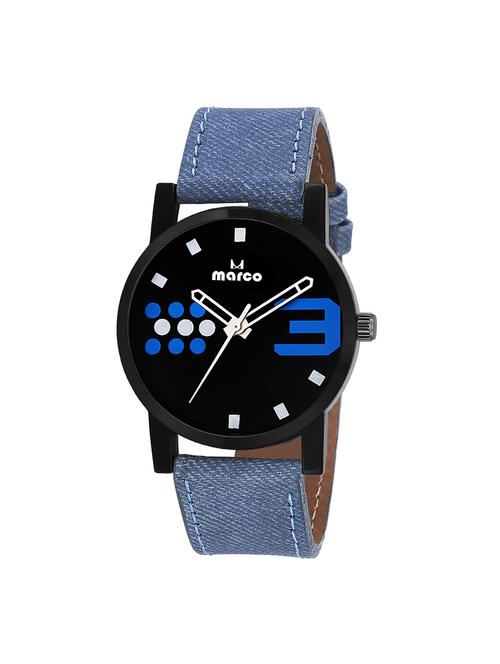 marco black dial blue strap analog men's watch - 14410160 - Very Small Image - 1