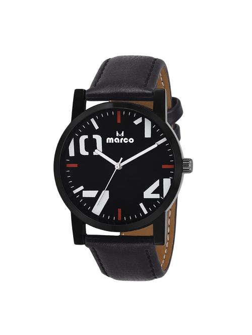 marco black dial black strap analog men's watch - 14410164 - Very Small Image - 1