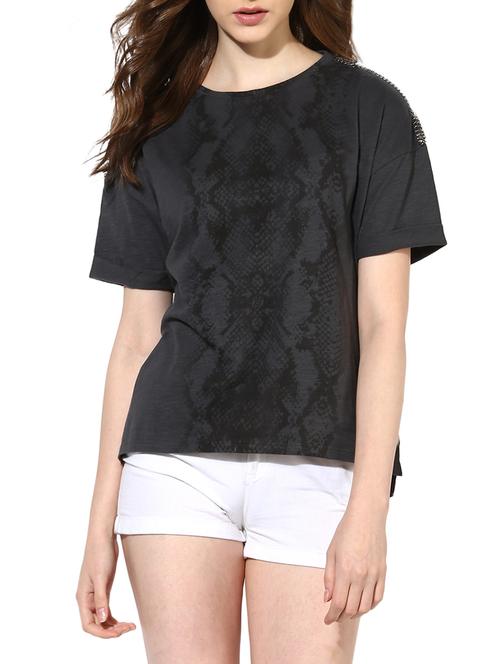 grey colored printed tee - 14410604 - Very Small Image - 1