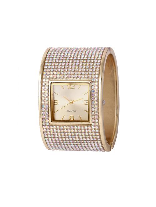 Skylofts Diamond Studded Bracelet Golden Dial Watch - 14411858 - Very Small Image - 1
