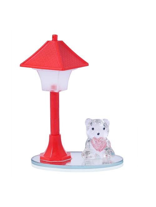 beautiful crystal decoration piece with teddy bear under red led light lampshade - 14411916 - Very Small Image - 1