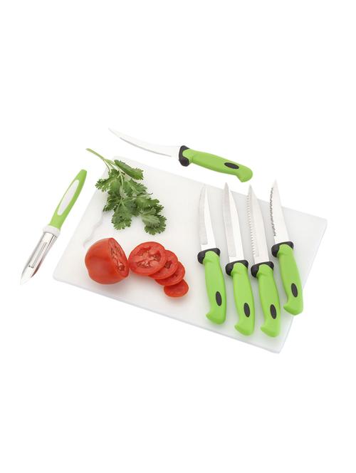 jen 7-pcs cutting utility combo of cutting board and green knives - 14412287 - Very Small Image - 1