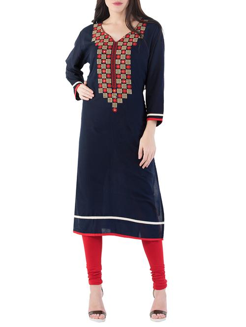 embroidered straight kurta - 14412488 - Very Small Image - 1