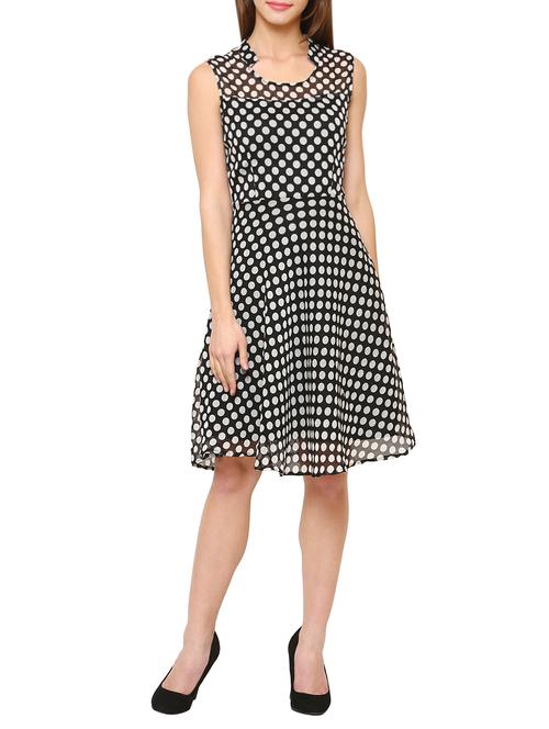 black printed fit and flare dress - 14414361 - Very Small Image - 1