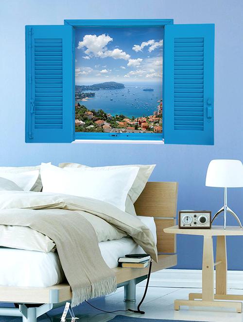 cortina window design 3d theme wall stickers - 14415644 - Very Small Image - 1