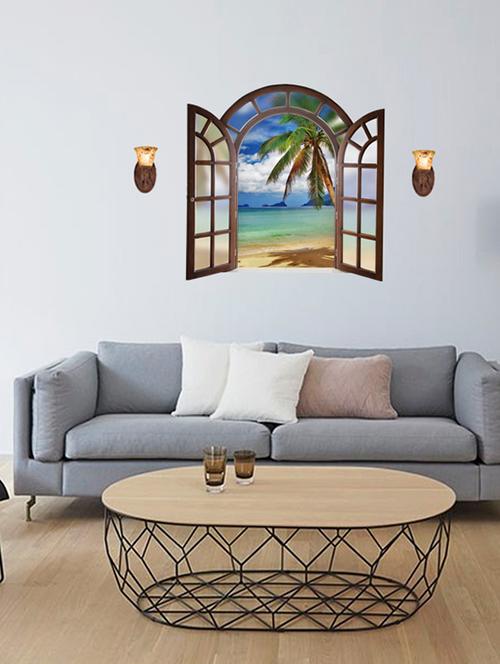 cortina window design 3d theme wall stickers - 14415646 - Very Small Image - 1