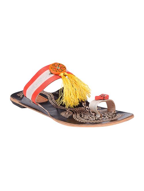 multi colored one toe kolhapuri - 14416351 - Very Small Image - 1