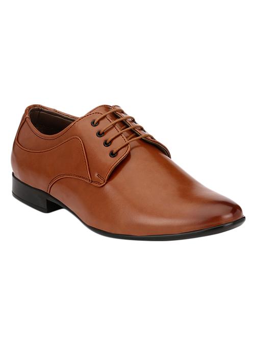 tan leatherette lace-up derby - 14418092 - Very Small Image - 1