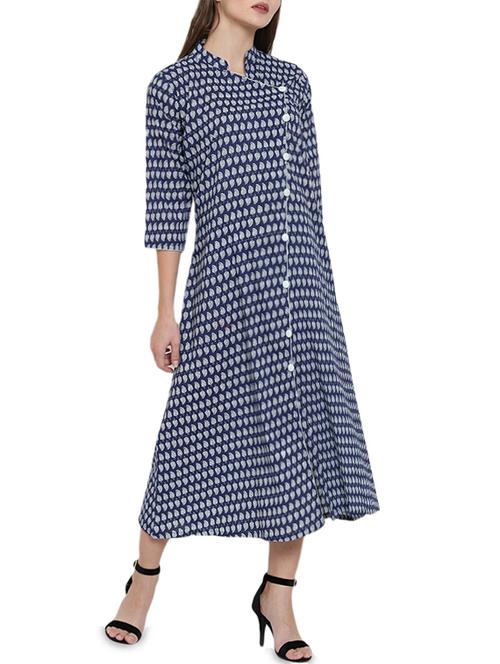 paisley a-line indigo dress - 14418221 - Very Small Image - 1
