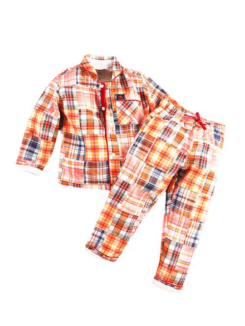 contrast piping checkered pyjama set - 14420326 - Very Small Image - 1
