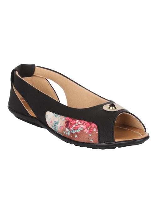 black faux leather slip on sandals - 14420744 - Very Small Image - 1