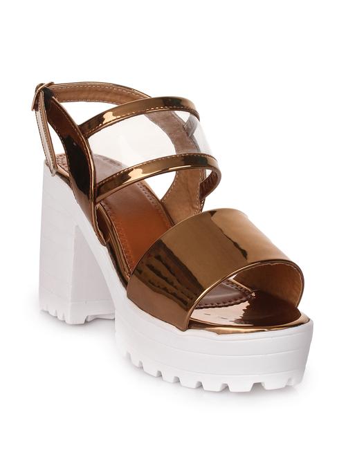 copper faux leather back strap sandals - 14420948 - Very Small Image - 1