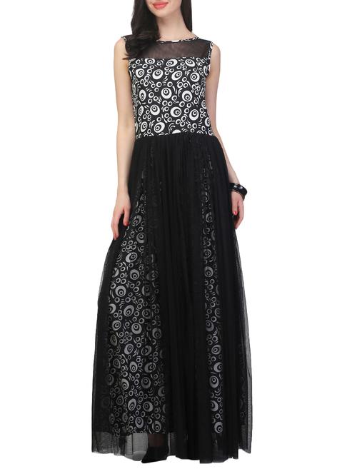 black crepe aline gown - 14421999 - Very Small Image - 1