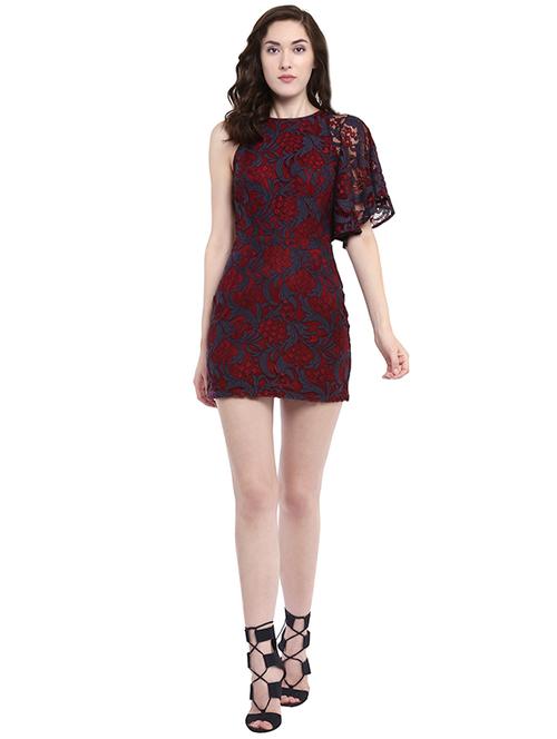 maroon polyester sheath dress - 14422239 - Very Small Image - 1