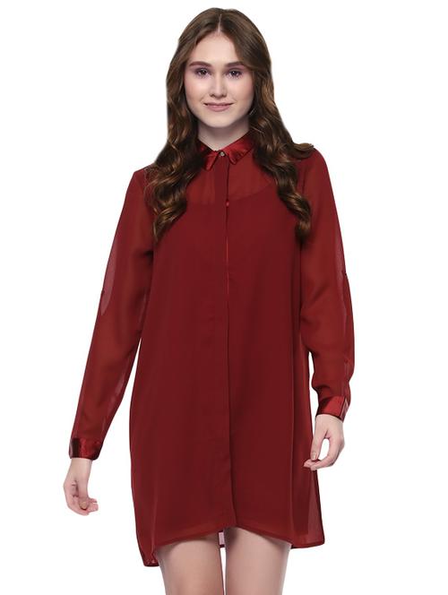 maroon shirt dress - 14422298 - Very Small Image - 1