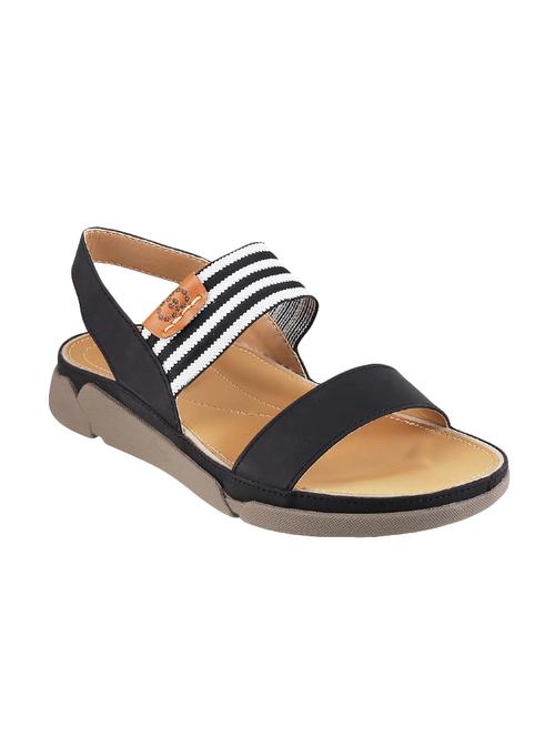 black faux leather back strap sandals - 14422411 - Very Small Image - 1