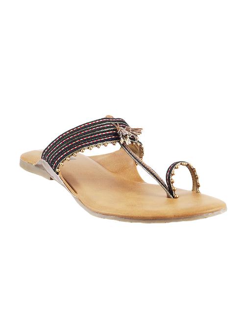 black one toe  kolhapuri - 14422504 - Very Small Image - 1