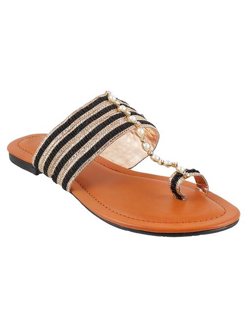 black one toe kolhapuri - 14422565 - Very Small Image - 1