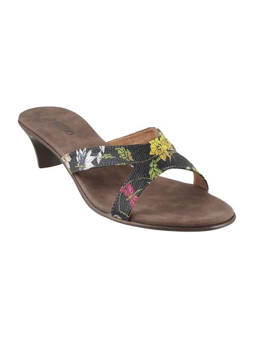 black faux leather slip on sandals - 14422906 - Very Small Image - 1