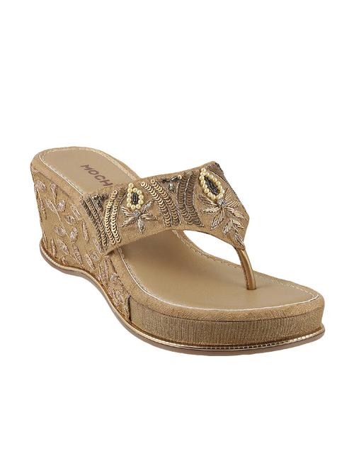 gold open thong  wedge - 14423064 - Very Small Image - 1