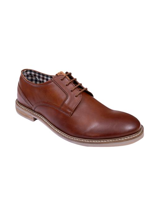 brown leatherette laceup derbies - 14423500 - Very Small Image - 1