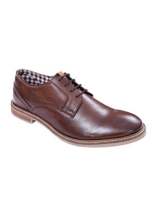 Brown Leatherette Laceup Derbies - 14423501 - Very Small Image - 1