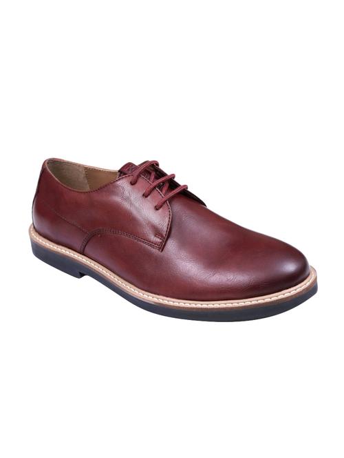 brown leatherette laceup derbies - 14423507 - Very Small Image - 1