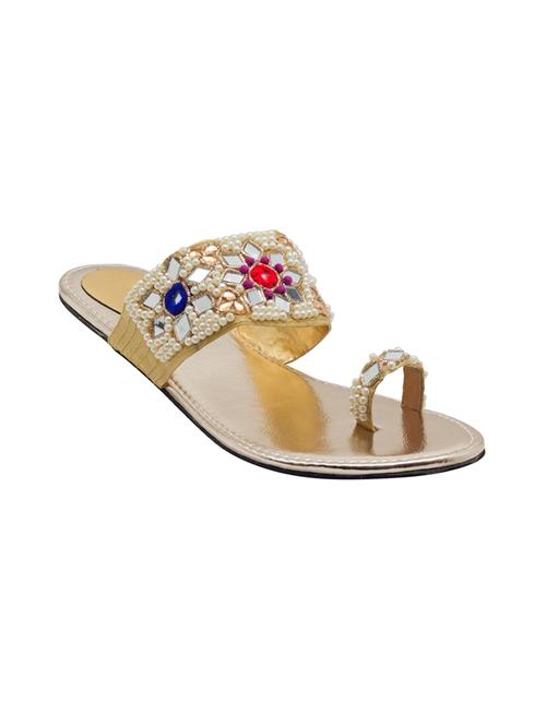 gold leatherette ethnic kolhapuris - 14423959 - Very Small Image - 1