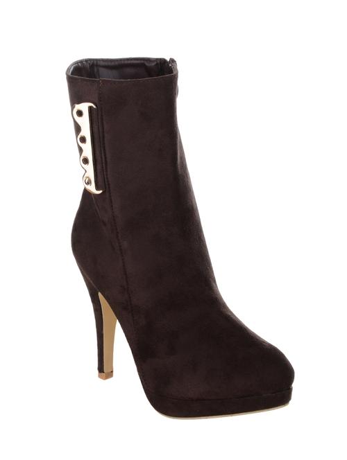 brown fabric calf length boot - 14426173 - Very Small Image - 1