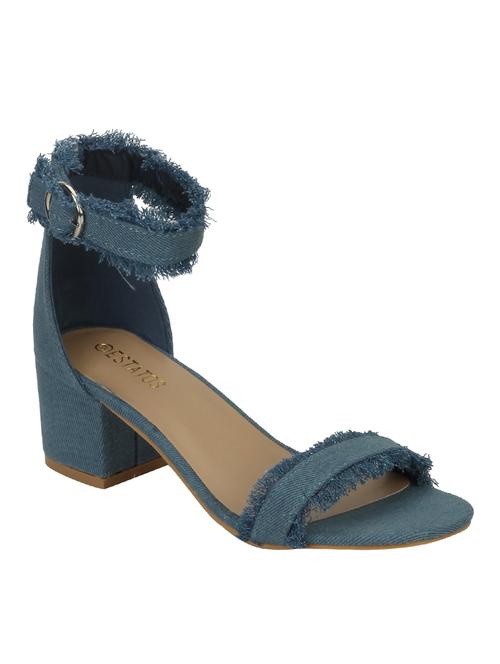 blue denim ankle strap sandals - 14427338 - Very Small Image - 1