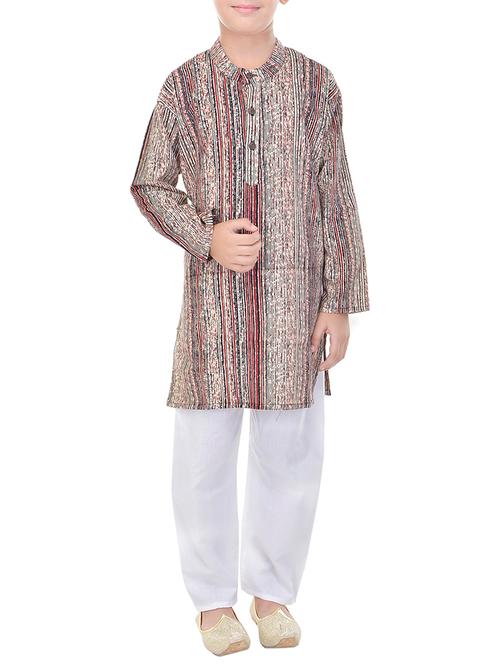 Red Cotton Kurta Set - 14428913 - Very Small Image - 1