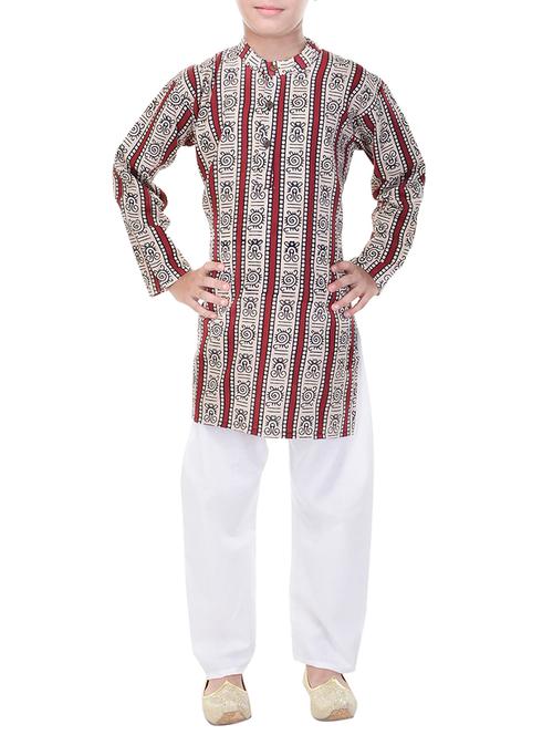 red cotton kurta set - 14428920 - Very Small Image - 1