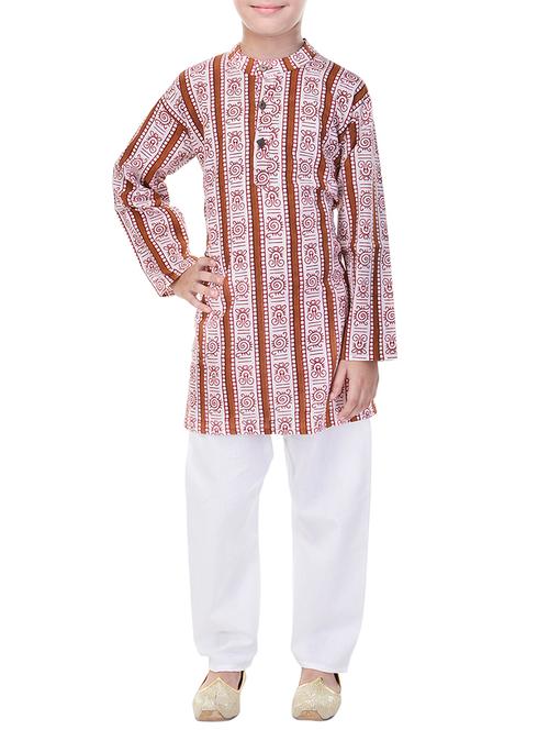 brown cotton kurta set - 14428922 - Very Small Image - 1