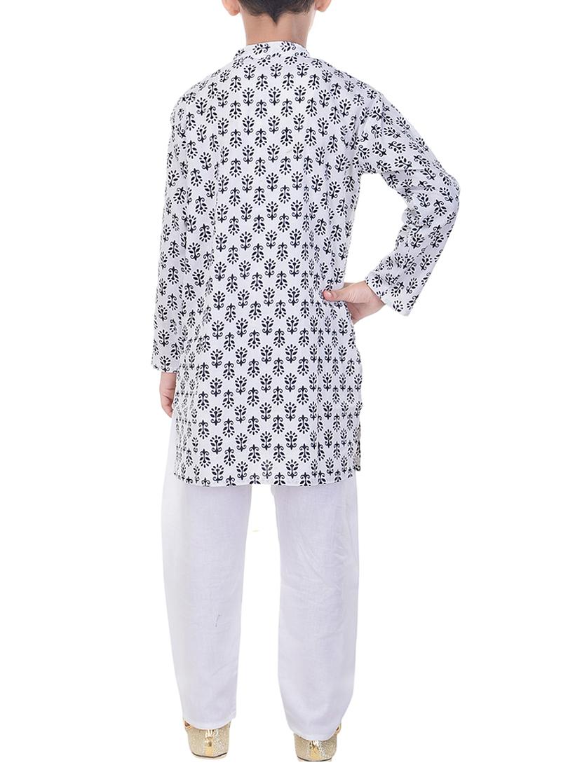 white cotton kurta set - 14428929 - Standard Image - 2