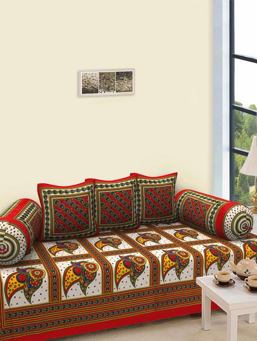 cotton rajasthani printed 6 pieces diwan set - 14429184 - Very Small Image - 1