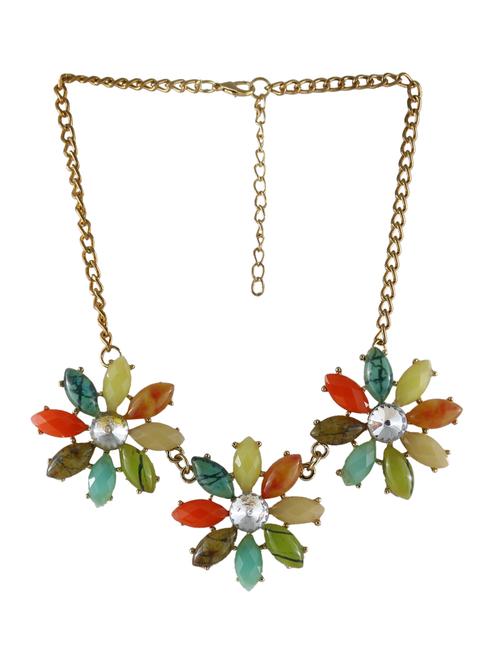 Multi Colored Glass Statement Necklace - 14429366 - Very Small Image - 1