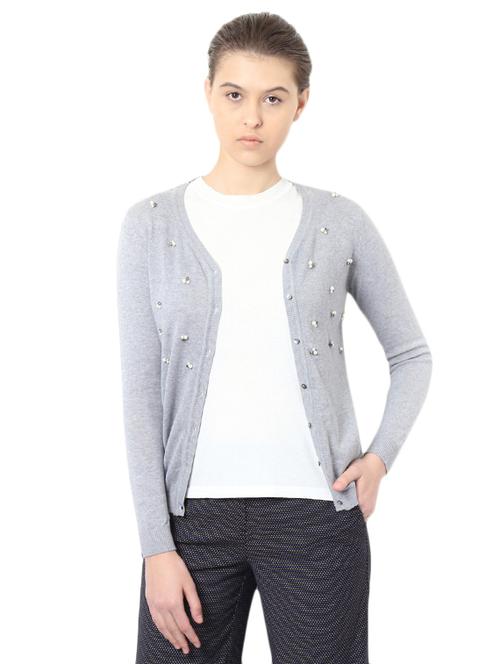 grey cotton cardigan - 14429471 - Very Small Image - 1