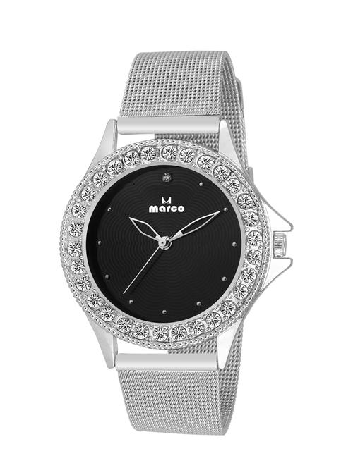 marco black dial white strap women's analog watch - 14432136 - Very Small Image - 1