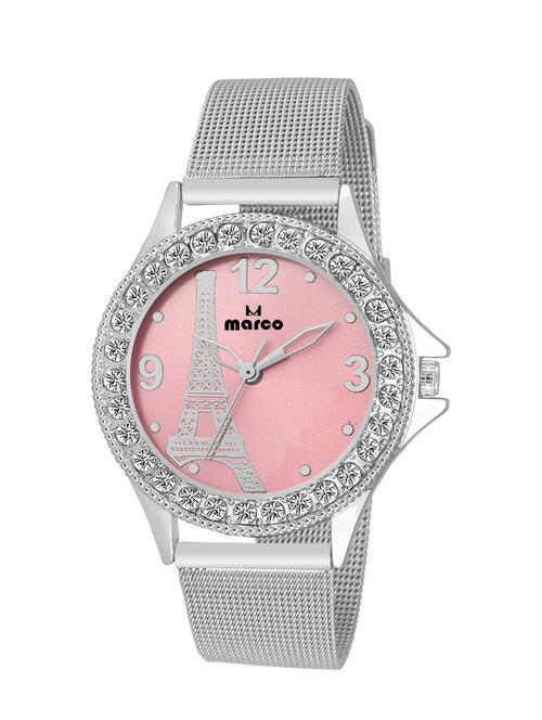 Marco Pink Dial White Strap Women's Analog Watch - 14432139 - Very Small Image - 1
