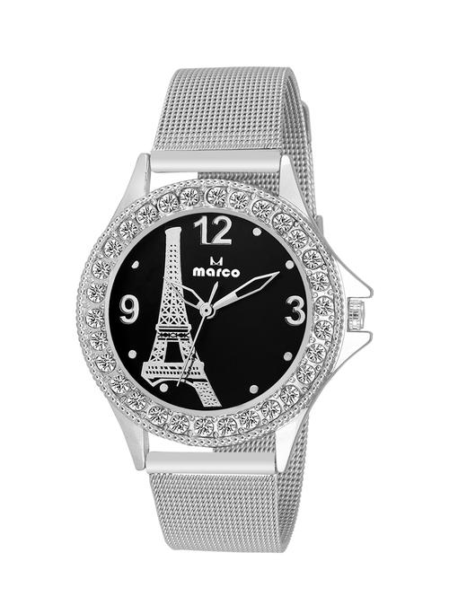 marco black dial white strap women's analog watch - 14432140 - Very Small Image - 1