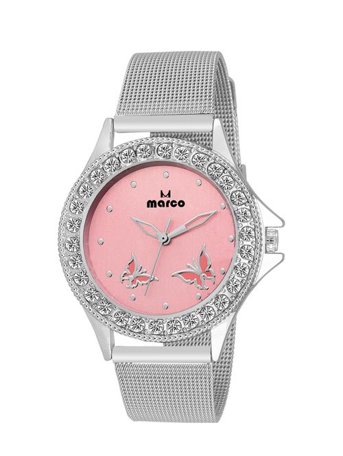 marco pink dial white strap women's analog watch - 14432143 - Very Small Image - 1