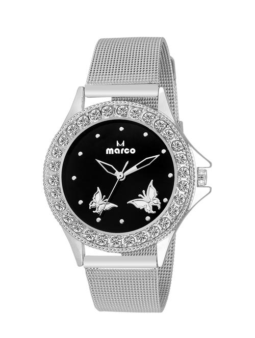 marco black dial white strap women's analog watch - 14432145 - Very Small Image - 1