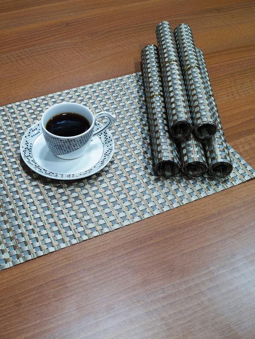 brown pvc dining mats set of 6 - 14432707 - Very Small Image - 1
