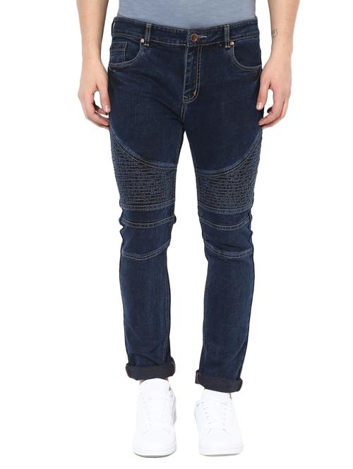 blue cotton blend biker jeans - 14433209 - Very Small Image - 1