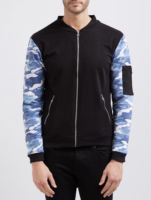 black cotton bomber jacket - 14434113 - Very Small Image - 1