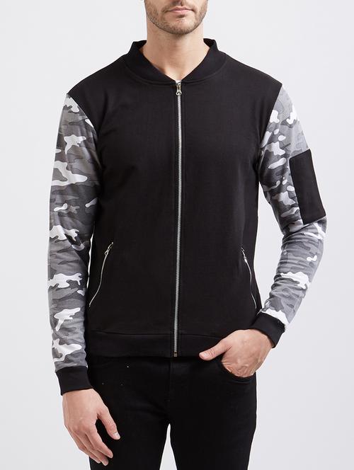 black cotton bomber jacket - 14434114 - Very Small Image - 1