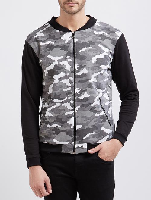 grey cotton bomber jacket - 14434117 - Very Small Image - 1