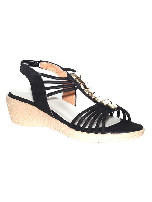 black leatherette wedges - 14434149 - Very Small Image - 1