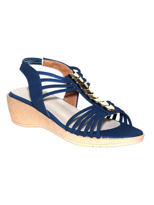 blue leatherette wedges - 14434150 - Very Small Image - 1