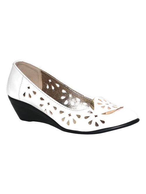white leatherette wedges - 14434153 - Very Small Image - 1